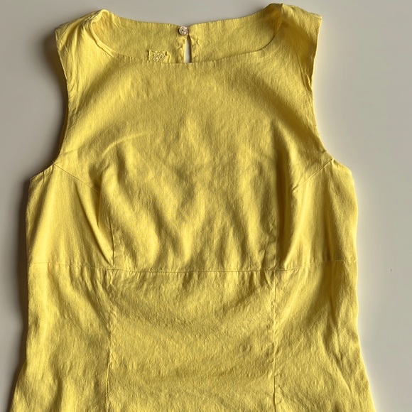 PALLADIUM MODA Yellow Linen and cotton dress by italian design 120%lino - Picture 2 of 10